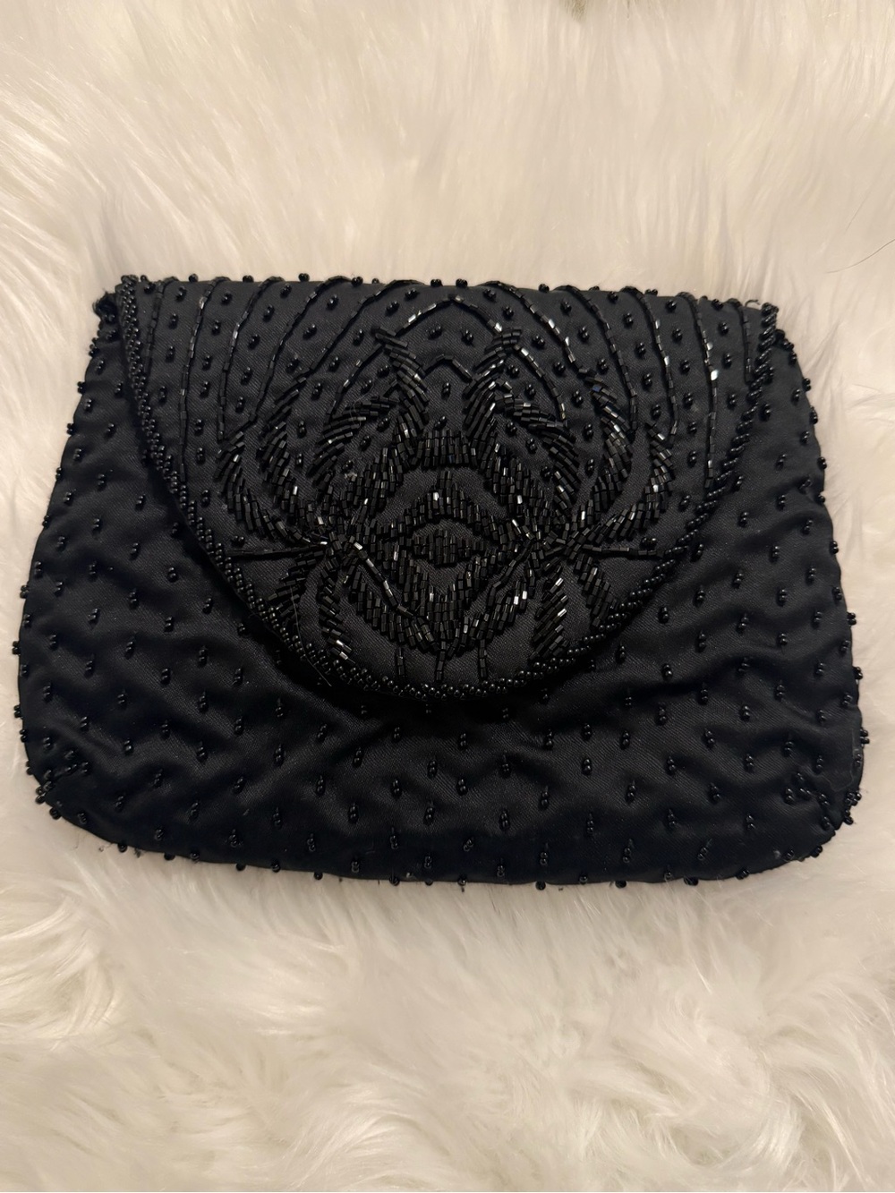 Black Beaded Evening Clutch - 80s La Regale LTD
